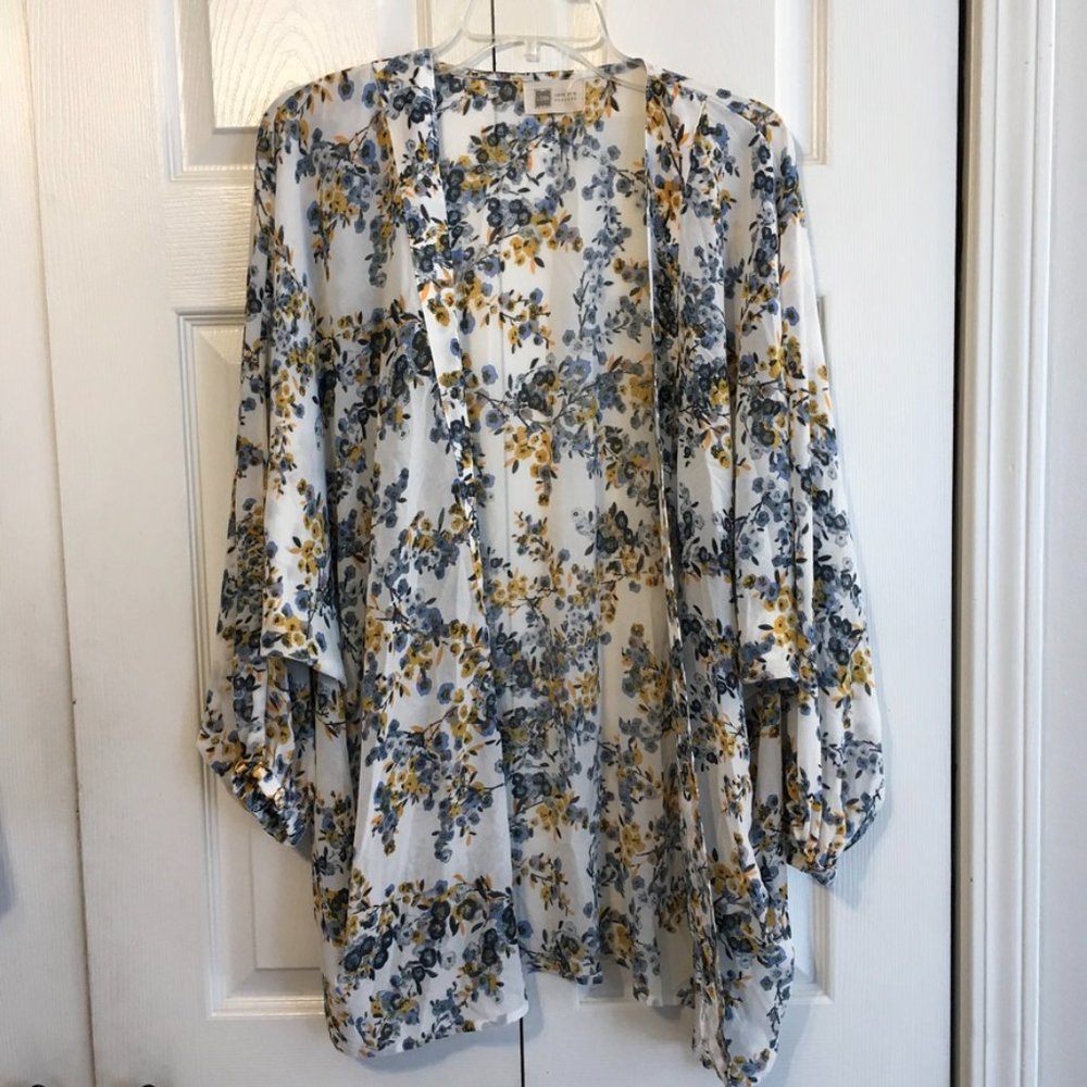 Look By M Sheer Open Front Cardigan Batwing Sleeve